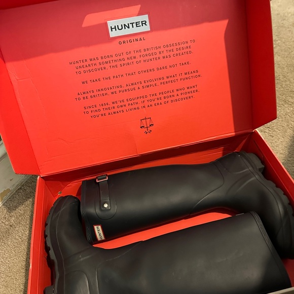 Original Hunter Tall Adjustable Navy Rain Boots Sz 9 - Picture 2 of 6